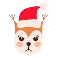 Eichhörnchen Emoji Köpfe Weihnachtsmütze Set vektor