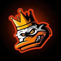 Anka kung maskot logotyp design illustration vektor isolerat på mörk bakgrund för team sport esport eller gaming