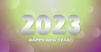 frohe weihnachten und guten rutsch ins neue jahr 2023, helle bokeh hintergrundpostkarte, webvorlage - vektor