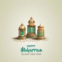 Happy Muharram islamisches Neujahrslaternen-Design vektor