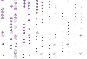 hellviolettes Vektorlayout mit hellen Schneeflocken. vektor