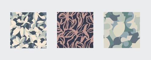 vektor blomma och blad lager illustration sömlös upprepa mönster 3 design uppsättning