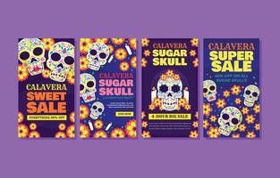 Calavera Sugar Skull Social-Media-Beiträge vektor