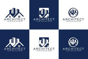 flache Logo-Design-Inspirationskollektion für Gebäude, Architekten, Immobilien
