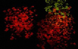 dunkelgrüne, rote Vektorschablone mit Kristallen, Dreiecken. vektor