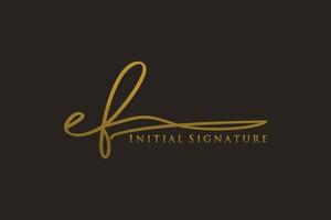 Logo-Vorlage mit anfänglichem ef-Buchstaben und Signatur, elegantes Design-Logo. hand gezeichnete kalligraphiebeschriftungsvektorillustration. vektor