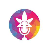 cannabis podcast vektor logotyp design. podcast logotyp med cannabis blad vektor mall.