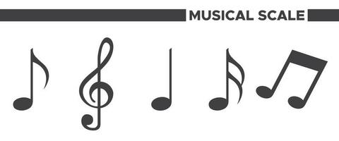 uppsättning musikaliska skala ikoner vektor