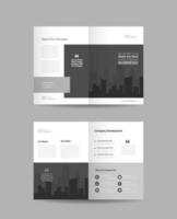 grå och vitt företag tvåfaldig broschyrdesign vektor