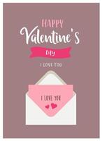 Valentinskarte mit Liebesbrief vektor