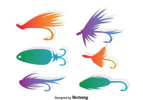 Bunte Fliegenfischen Vector Set