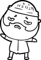 Cartoon besorgter Mann mit Bart vektor
