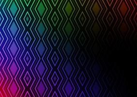 dunkle mehrfarbige, regenbogenfarbene Vektorkulisse mit Linien, Würfeln. vektor