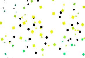 hellgrüner, gelber Vektorhintergrund mit Dreiecken, Kreisen, Würfeln. vektor