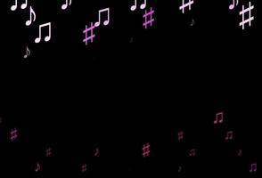 mörk rosa vektor bakgrund med musik symboler.