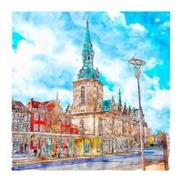 wolfenbüttel deutschland aquarell skizze handgezeichnete illustration vektor