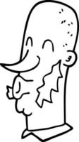 Strichzeichnung Cartoon-Mann mit Hammelkotelett-Gesichtshaar vektor