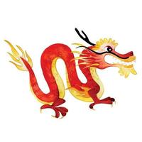 Aquarellzeichnung. chinesischer Drache. chinesisches neujahr des roten drache vektor