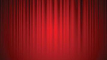 theater kinovorhänge roter vorhanghintergrund, der von einem scheinwerferstrahl beleuchtet wird. Vektor-Illustration.