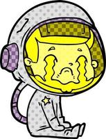 Cartoon weinender Astronaut vektor