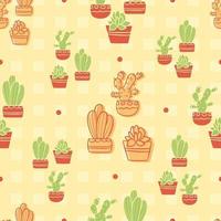 söt kaktus växt sömlös mönster vektor