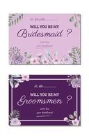 aquarellierte florale Einladungskarten für Brautjungfern und Trauzeugen vektor