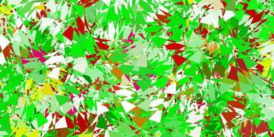 hellgrüne, rote Vektortextur mit zufälligen Dreiecken. vektor