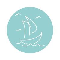 enkel segling båt logotyp, dagligen kryssningar, hav resa, vektor logotyp-ikon