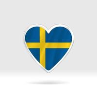 hjärta från Sverige flagga. silver- knapp hjärta och flagga mall. lätt redigering och vektor i grupper. nationell flagga vektor illustration på vit bakgrund.