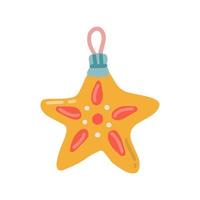jul träd dekoration i de form av leksak stjärna, vektor platt illustration