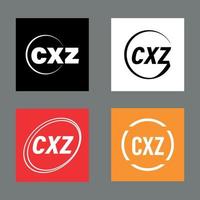 cxz creative letter logo mit vier verschiedenen stilen und farben. vektor