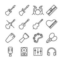 lineares Icon-Set für die Musikindustrie vektor