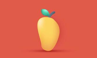 einzigartiges realistisches Vektor-Mango-Lebensmittel-Obst-Symbol 3D-Design isoliert auf vektor