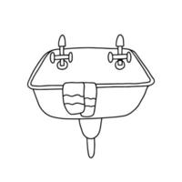handgezeichnetes Waschbecken mit Mischbatterie und Handtuch vektor