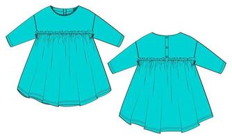 bebis flickor klänning design teknisk platt skiss vektor illustration mall