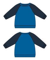 Langarm-Raglan-Sweatshirt technische Mode flache Skizzenvektor-Illustrationsvorlage für Frauen und Damen vektor