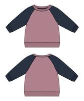 lång ärm raglan tröja teknisk mode platt skiss vektor illustration mall för kvinnors och damer