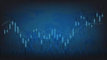 ekonomi situation begrepp. finansiell företag statistik med bar Graf och ljusstake Diagram visa stock marknadsföra pris och valuta utbyta på blå bakgrund vektor