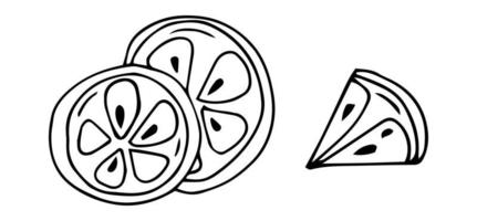 einzelnes Element handgezeichnetes Zitronenscheibensymbol. vektorillustration von gekritzeln für cafés und restaurants, niedliche postkarten und kulinarisches design. vektor