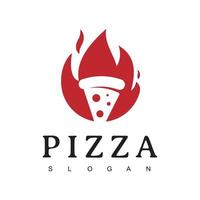 varm pizza logotyp design mall, kryddad pizza illustration vektor