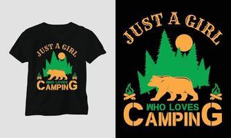 bara en flicka vem förälskelser camping - camping t-shirt design vektor