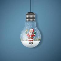 jul kort med jul träd och rådjur i de hängande ljus lökar vektor