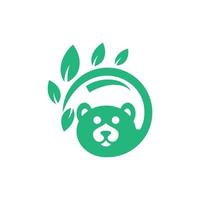 Björn panda blad natur illustration logotyp vektor