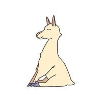 cartoon niedliches entspanntes lama sitzendes vektorillustrationsdesign für aufkleber, abzeichen oder textilien vektor