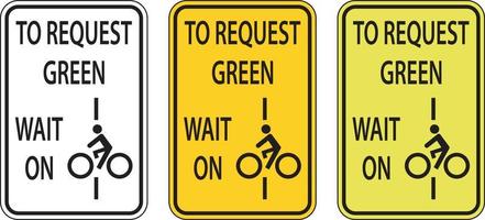 Fahrräder, um grünes Wartezeichen auf weißem Hintergrund anzufordern vektor