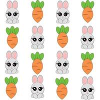 sömlös mönster med kanin tecknade serier och morot vektor