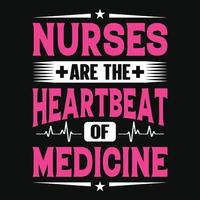 sjuksköterskor är de hjärtslag av medicin - sjuksköterska citat t skjorta design vektor
