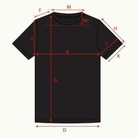 grundlegende t-shirt technische zeichnung flache skizze mit maßführung detail. vektor