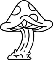Liniendoodle eines giftigen Toadstool-Pilzes vektor