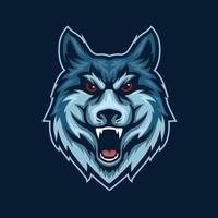 Wolf-Maskottchen für Sport- und Esport-Logo vektor